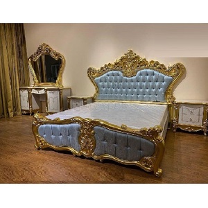 <b>Royal</b> Design Golden Polished <b>Bed</b> & Bedroom Furniture French Style Golden Polished Bedroom Furniture Exclusive Queen Size <b>Bed</b> - Product Image 1