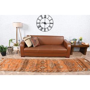 พรมเฮอร์กีขนาด 2.4x11.1 ฟุต พรมวินเทจตุรกี พรมสีน้ำตาลส้มไล่เฉด - Product Image 1