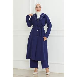 Ensemble décontracté 2 pièces Indigo MSW19216-2, longueur midi, taille 2XL, 100% polyester, col rond, manches longues - Product Image 3