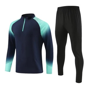 Ensemble de sport pour hommes et enfants Veste à demi-fermeture éclair pour fans Vêtements d'entraînement Maillots de jeux Kit de football Tops et pantalons - Product Image 2