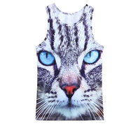Débardeur imprimé sublimé 2025 Cat Loin en polyester sans manches pour femme, décontracté, grande taille, séchage rapide, respirant, taille personnalisée