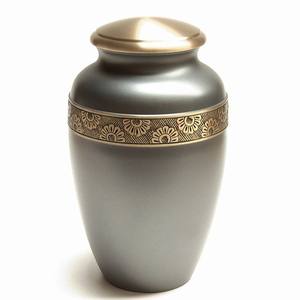 Urne funéraire en laiton pour cendres humaines - Urne funéraire en métal massif avec bande dorée classique - Product Image 2