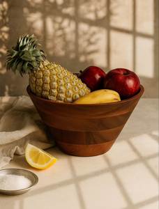 Tazón de Madera Natural para Servir, Forma Redonda, para Ensaladas, Mezclas, Aperitivos, Palomitas de Maíz, Frutas, Alimentos, al Mejor Precio Accesible - Product Image 2