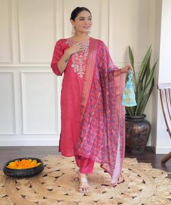 Nouveau coton élégant à la mode anarkalisalwarkameez costume dames 3 pièces indien pakistanais élégant cousu - Product Image 4
