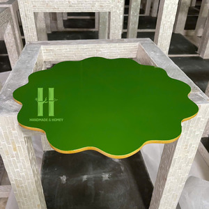 OEM Green Lacquer <b>Placemat</b> Handpainted Lacquer Serving Tray Scalloped Tray Table Centerpieces Decoration Handmade From HNH Craft - Product Image 4