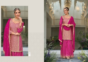 New Latest Wholesale Premium <b>Silk</b> With Heavy Embroidery Work Kurti With Embroidery Work Plazo With Embroidery Work Duppatta - Product Image 4
