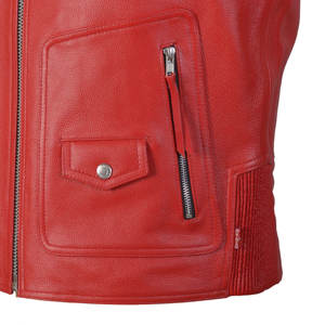 Gilet de moto rouge personnalisé en cuir véritable de grande taille sans manches Club d'équitation gilets de moto pour adultes - Product Image 4