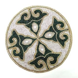 Beaded Placemats for Dining <b>Table</b> Teal Gold Silver ,Beaded Placemats Round for Gathering Family Parties - Product Image 1
