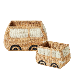 Handmade Natural Water Hyacinth Car-Shaped Storage <b>Basket</b> <b>Woven</b> <b>Baskets</b> for Home Toy Storage Kid-Friendly - Product Image 2