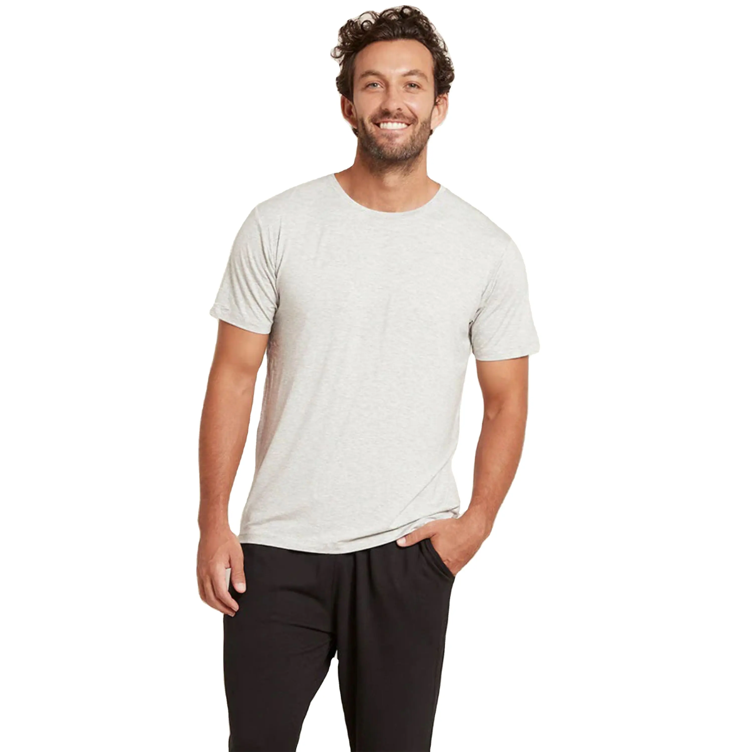 Kaus lengan pendek Crew Neck termal untuk pria, T-Shirt hangat dan nyaman, cocok untuk lapisan cuaca dingin
