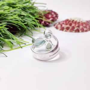 แหวนเงินแฮนด์เมด925สเตอริงประดับด้วยพลอยคาลซิโดนีทำด้วยมือสำหรับงานแต่งงานของขวัญวันหมั้นหรือวันครบรอบสำหรับผู้หญิง - Product Image 3