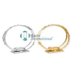 Portavelas cónico Circular dorado en Base de mármol Diseñador único Mesa de lujo Soporte de vela decorativo de boda para eventos en casa - Product Image 6