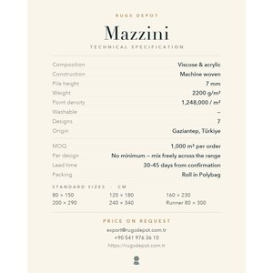 พรมวิสโคสและอะคริลิกขายส่ง รุ่น MAZZINI 1481 สีครีม ผลิตด้วยเครื่องจักรจากตุรกี สำหรับห้องนั่งเล่น โรงแรม และโครงการต่างๆ - Product Image 4