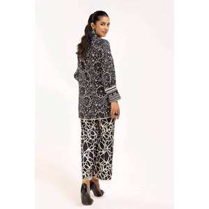 ชุดสูทผ้าลินินพิมพ์ลายสีดำแบบ 2 ชิ้นสำหรับผู้หญิง (แบบยังไม่เย็บ) - Product Image 5