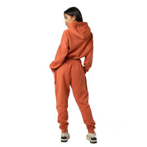 Conjunto Deportivo de 2 Piezas para Mujer, Informal, con Logotipo Personalizado, 100% Algodón, Transpirable, Top Corto, Sudadera con Cremallera y Pantalones Jogger - Product Image 3