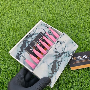 Pince à cils en acier inoxydable durable couleur rose pointe noire méga volume testé à la main outil de cils léger - Product Image 2