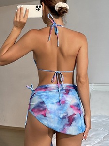 PASUXI New Halter Bikini High Waist Breathable Sexy Bikini Cover up Custom 3D Flower Straps <strong>Swimwear</strong> <strong>3</strong> <strong>Piece</strong> Swimsuit Set - Product Image 6