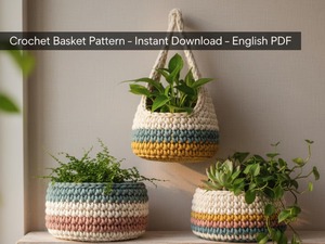 Small 3-Color Macrame <b>Baskets</b> Versatile Plant Holders Handmade <b>Storage</b> Organizer for Home Decor Living Room and Patio From India - Product Image 3