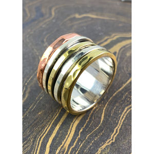 For Trinity Tone Rose Gold Gold Plated Spinner <b>Ring</b> 10 Grams Inlay Setting Trendy Bohemian Classic Religious Gift for Christians - Product Image 1