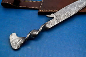 Couteau de Chef et de cuisine en acier forgé à la main, fait à la main, avec gaine en cuir pur - Product Image 4