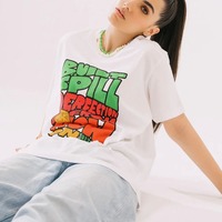 Camiseta de lona de algodón de 180 GSM al por mayor con estampado gráfico, camiseta linda para bebé, camiseta lisa de verano Y2K con logo personalizado para mujer