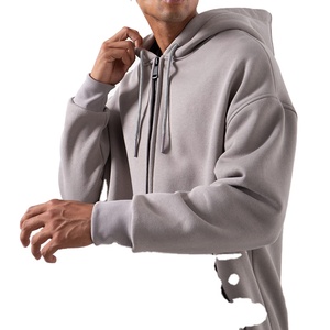 Logo personnalisé pour sweat-shirts à capuche en molleton lourd à coupe régulière, molleton bouclé, cordon de serrage, fermeture éclair, pull unisexe 100% - Product Image 3