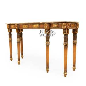Luxury Classic <b>Console</b> <b>Table</b> <b>With</b> <b>Marble</b> <b>Top</b> and Carved Gold Details - Product Image 3