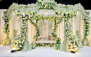 Estilo Vintage Haveli Wedding Stage Setup Rajwada Fiber Haveli Wedding Stage Antique Gold Themed Wedding Stage - Product Image 6