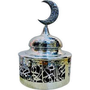 Ensemble de trois chauffe-plats plaqués cuivre avec photophore dans un pot en acier avec couvercle dessus de table fêtes de mariage utilisation de service alimentaire - Product Image 2