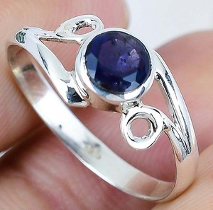 แหวนพลอยไอโอไลต์ทรงกลม ดีไซน์หรูหรา สำหรับผู้หญิง เงินแท้ 925 ทำด้วยมือ ของขวัญเครื่องประดับที่โดดเด่น - Product Image 4