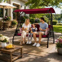 Balançoire de jardin 3 places avec auvent, convertible en lit plat, robuste, avec tables latérales