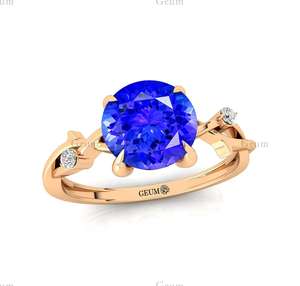 Anillos de lujo hechos a mano con diseño delicado de diamantes reales y tanzanita, diseño de lujo, joyería fina, anillos de oro macizo de alta calidad - Product Image 6