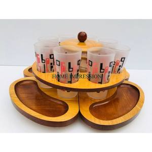 Stylish Brown Kitchen <b>Rack</b> Unit <b>Wooden</b> Glass Stand with Metal Shelving for Cutlery Tissue and <b>Spice</b> Functional Table Supplies - Product Image 1