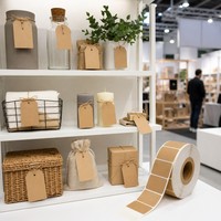 Étiquettes personnalisées en papier kraft en rouleaux, autocollants adhésifs pour présentoirs d'exposition et stands de salon