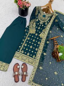 Ensemble de costume en soie brodé élégant avec dupatta pour les occasions festives - Product Image 4