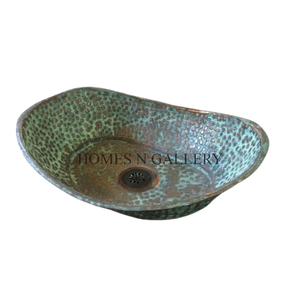 Lavabo de cobre con acabado de pátina antigua personalizada, artículos de baño, precio al por mayor de India - Product Image 2
