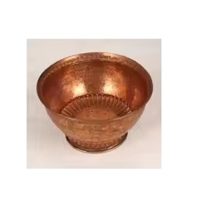 Bol à mélanger rond de qualité supérieure en cuivre pur avec finition martelée Ensemble en acier écologique pour salade de fruits secs servant lors de fêtes - Product Image 1