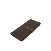 Dompet Lipat Mewah Unisex Kulit Tipis Panjang Tahan Lama Tempat Kartu Kredit Penjepit Uang Kantong Koin Desain Minimalis