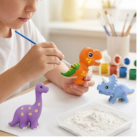 Mainan anak-anak lucu bermain Puzzle permainan DIY plester cetakan pola hewan dinosaurus dan gambar cat mainan untuk anak-anak