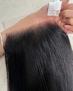 2x6 Closure en dentelle à double trame, cheveux humains vierges vietnamiens lisses, double tirage, pré-épilée, ligne de cheveux naturelle, transparente - Product Image 2