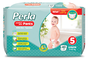 ผ้าอ้อมเด็กสำเร็จรูป PERLA แบบกางเกง ซึมซับดีเยี่ยม ป้องกันการรั่วซึม ผลิตจากเยื่อฟลัฟฟ์ ใช้ SAP ของญี่ปุ่น ไซส์ 3 ถึง 7 ผลิตในตุรกี - Product Image 3