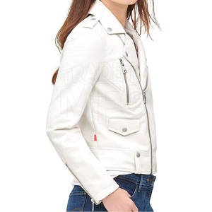 Veste universitaire en cuir véritable de meilleure qualité pour les femmes tenue décontractée longue longueur avec tissu de toile technique imprimé - Product Image 3