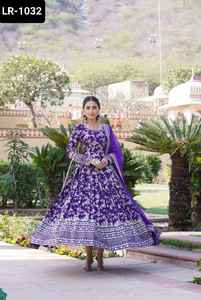 Latest Women Wear <b>Fancy</b> anarkali Long Sleeve Gowns with Heavy Embroidery Sequence Design Work for Wedding and Festival Wear - Product Image 4