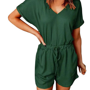 Rompers Casuales de Verano para Mujer, Manga Corta, Transpirables, de Algodón, para Playa, Viajes, Moda, Cómodos y Elegantes - Product Image 1