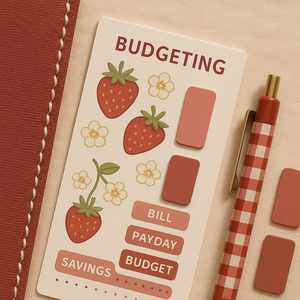 LABON <span class=keywords><strong>Classeur</strong></span> de <span class=keywords><strong>budget</strong></span> Berry Red avec autocollants fraises et pochette à fermeture éclair pour l'<span class=keywords><strong>organisation</strong></span> des dépenses personnelles et le suivi des économies - Product Image 4