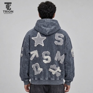 Sweat à capuche brodé pour homme, effet délavé, toucher doux et coutures détaillées pour un look moderne au quotidien. - Product Image 3