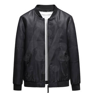 Chaqueta de Cuero Ajustada para Hombre, Chaqueta Informal con Cuello Levantado y Cremallera, Transpirable, a Prueba de Viento, de Lana de Invierno - Product Image 1