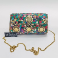 Pochette en métal à la main de luxe à la mode perle perles chaînes sangles pour les soirées mariages-fermeture magnétique étanche