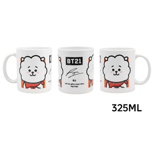 Tazza in ceramica bianca con design BT21 a forma di cartone animato con sciarpa rossa, per caffè o tè - Product Image 6