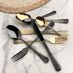 Cubiertos chapados en oro de lujo para banquetes de boda de acero inoxidable, cuchillos personalizados chapados en oro de acero inoxidable y juego de cubiertos con cuchara y tenedor - Product Image 4